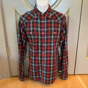Shirt by Shirt Brand Red Plaid Western Shirt Size M